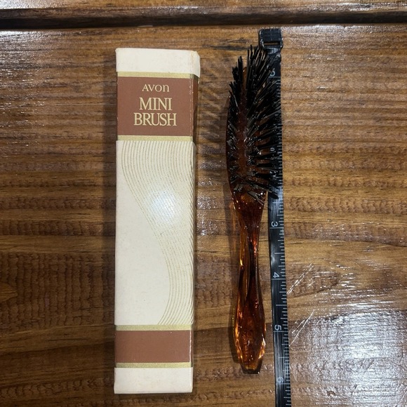Vintage Avon Travel Hair Brush 6 Inch mini Brown Nylon Bristle New In Box